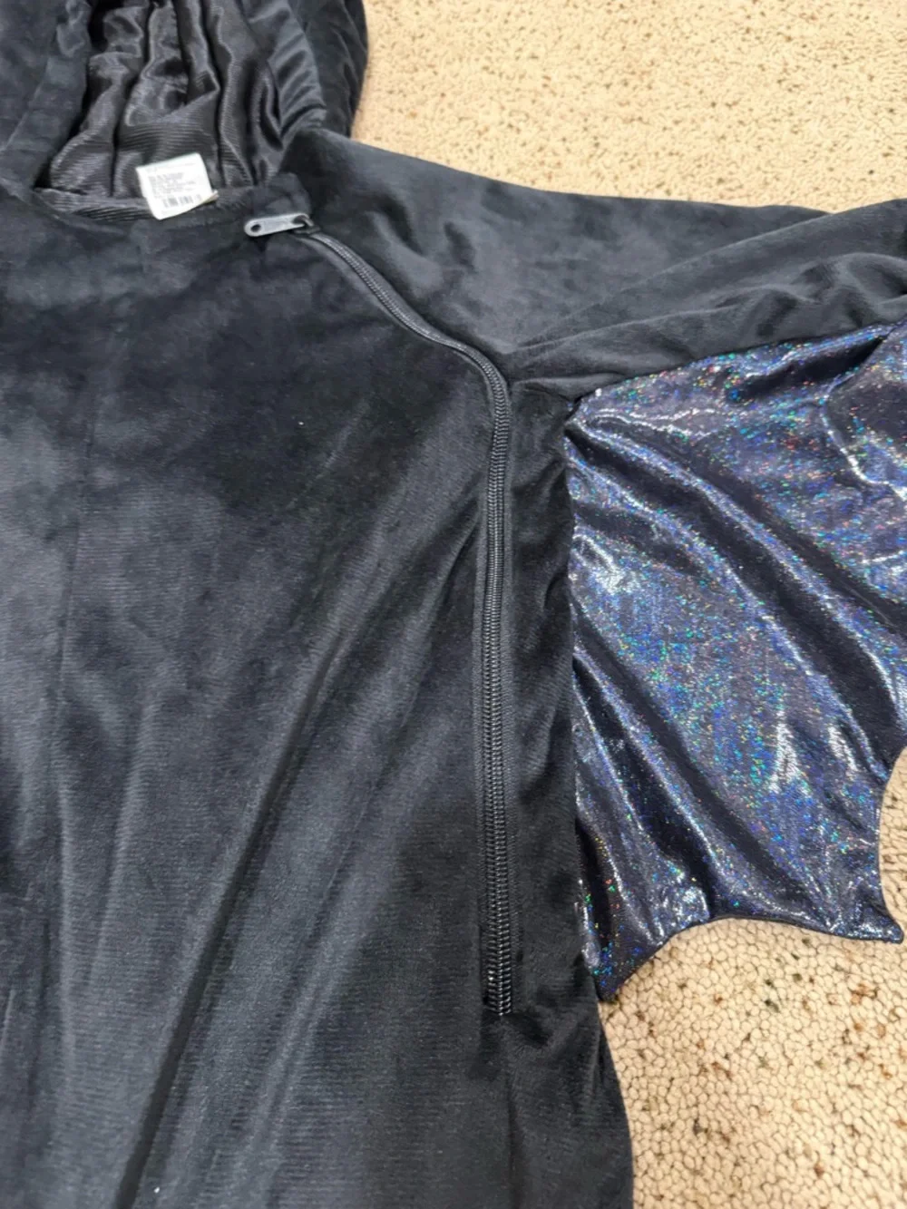 Target Black Bat Jumpsuit with Shimmer Blue Wings - Picture 3 of 5